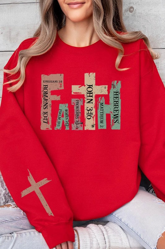 Color-Bear Women's "Faith" Christian Graphic Fleece Sweatshirts