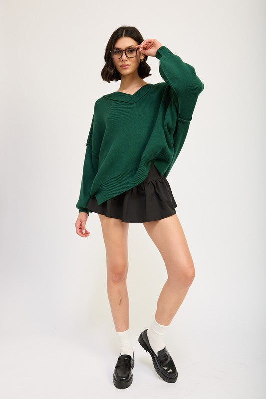 Emory Park Women's Oversized V-Neck Knit Sweater