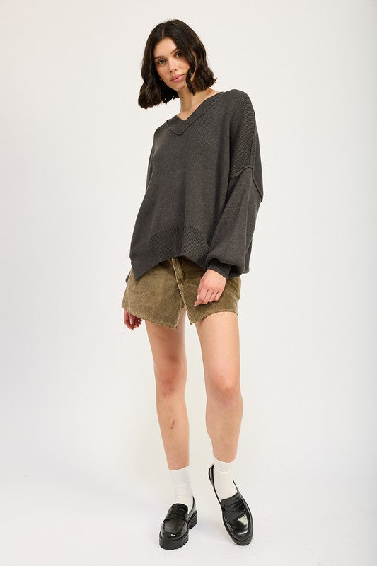 Emory Park Women's Oversized V-Neck Knit Sweater