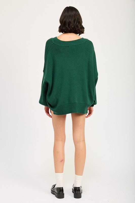 Emory Park Women's Oversized V-Neck Knit Sweater