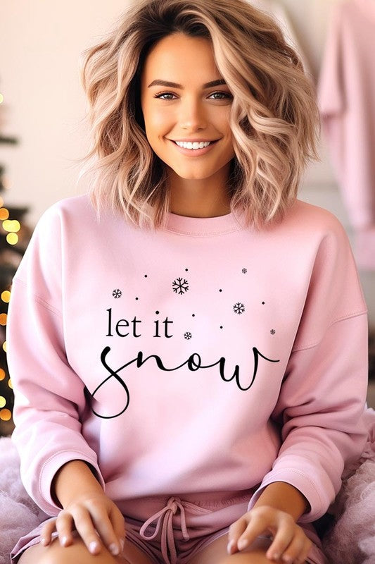 Color-Bear Women "Let it Snow" Holiday Graphic Fleece Sweatshirts