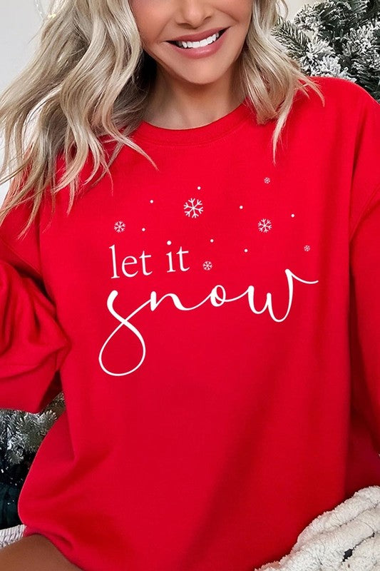 Color-Bear Women "Let it Snow" Holiday Graphic Fleece Sweatshirts