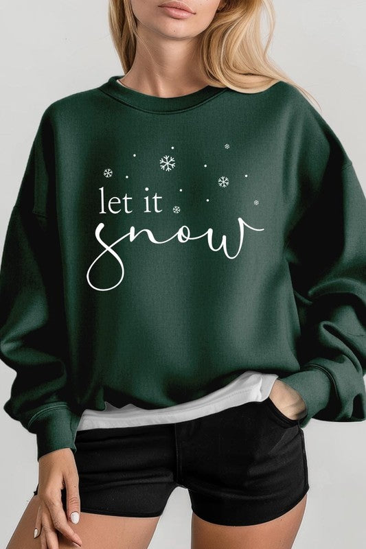Color-Bear Women "Let it Snow" Holiday Graphic Fleece Sweatshirts