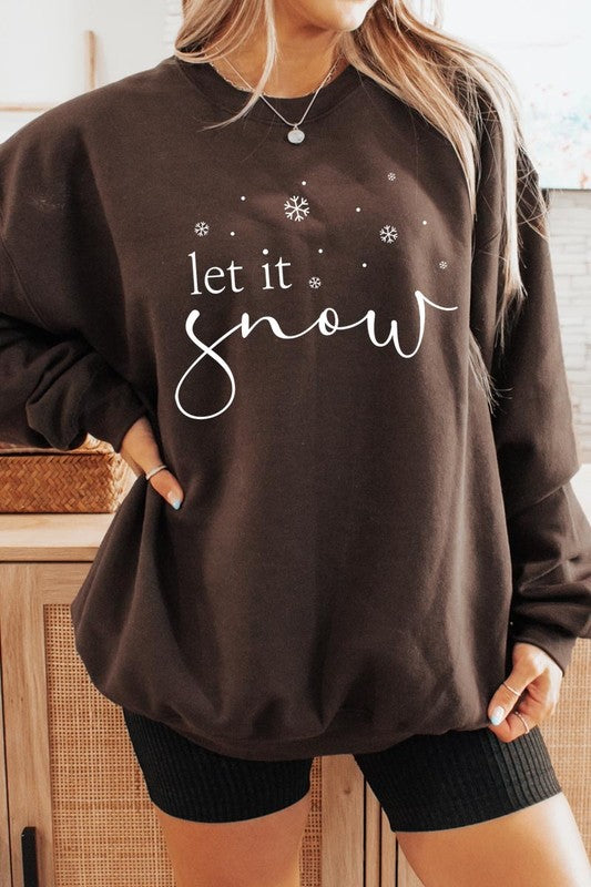 Color-Bear Women "Let it Snow" Holiday Graphic Fleece Sweatshirts