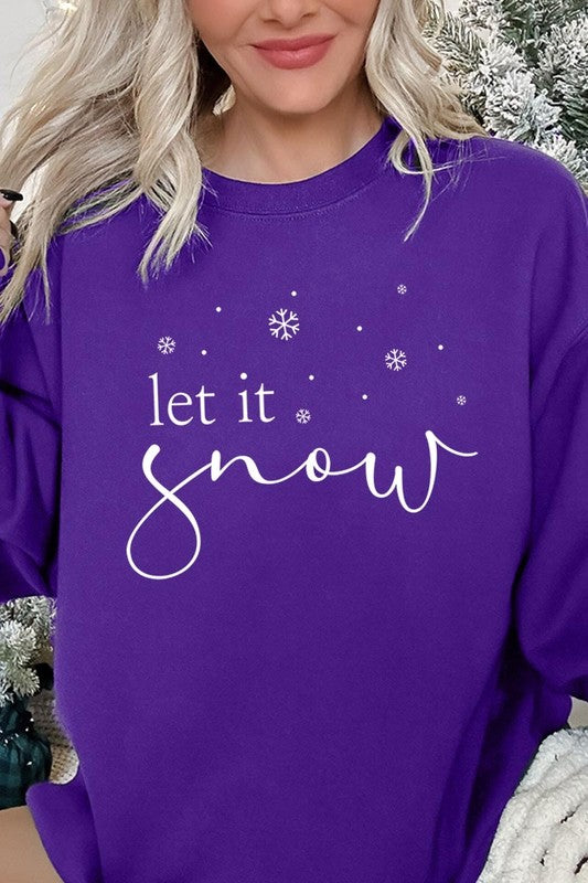 Color-Bear Women "Let it Snow" Holiday Graphic Fleece Sweatshirts