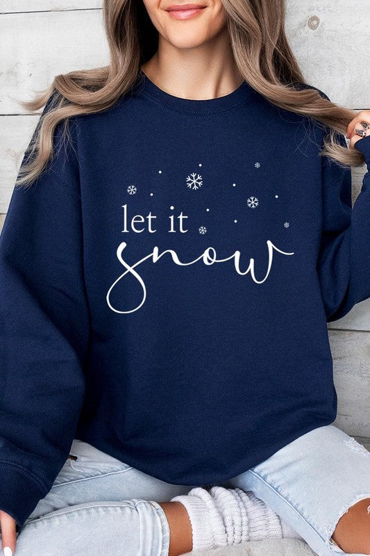 Color-Bear Women "Let it Snow" Holiday Graphic Fleece Sweatshirts