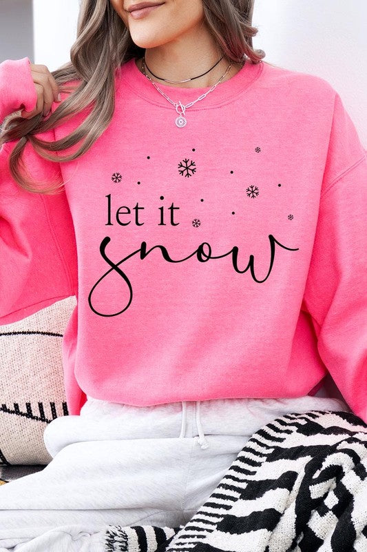 Color-Bear Women "Let it Snow" Holiday Graphic Fleece Sweatshirts