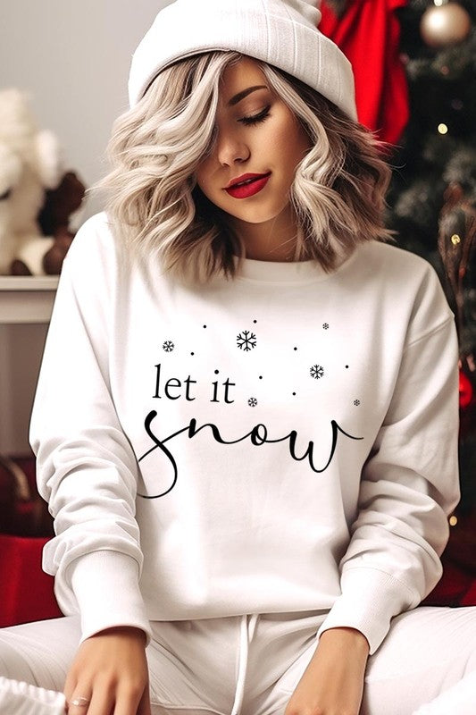 Color-Bear Women "Let it Snow" Holiday Graphic Fleece Sweatshirts