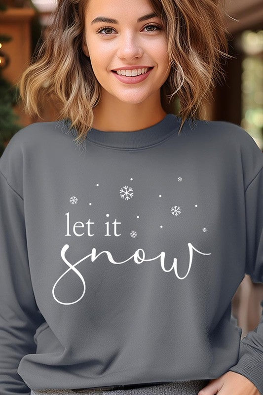 Color-Bear Women "Let it Snow" Holiday Graphic Fleece Sweatshirts