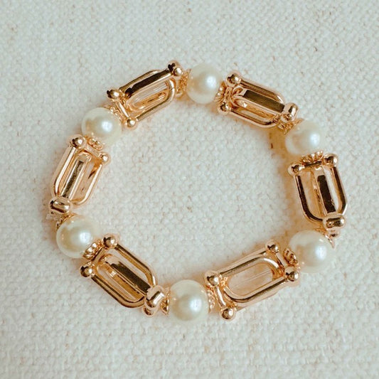 Pearls With U Chain Stretch Bracelet