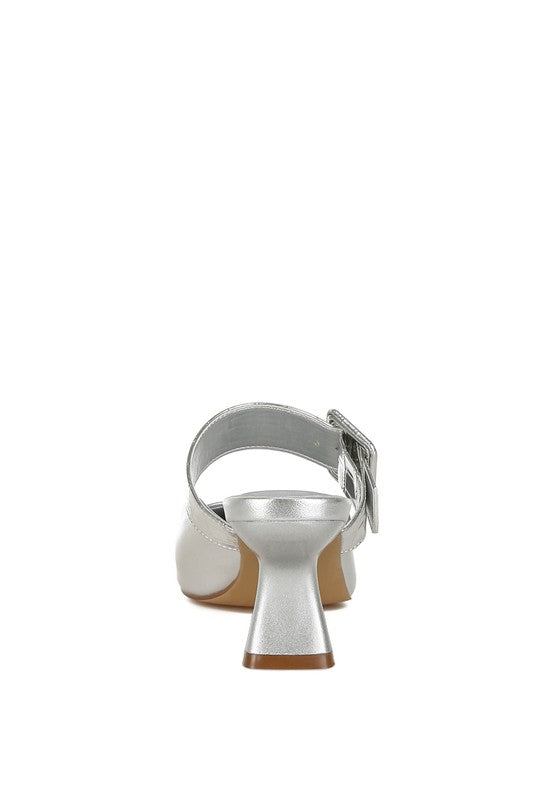 RAG & Co. Bismi Large Buckle Kitten Heel Mules