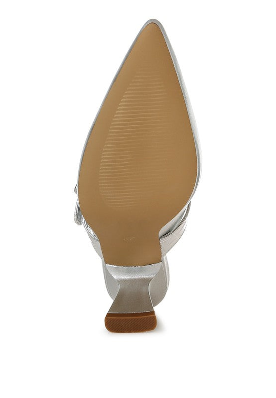 RAG & Co. Bismi Large Buckle Kitten Heel Mules