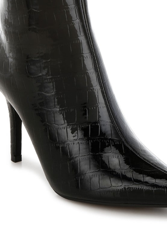 RAG & Co. Kultrus Croco Stiletto Heel Mid-Calf Boots