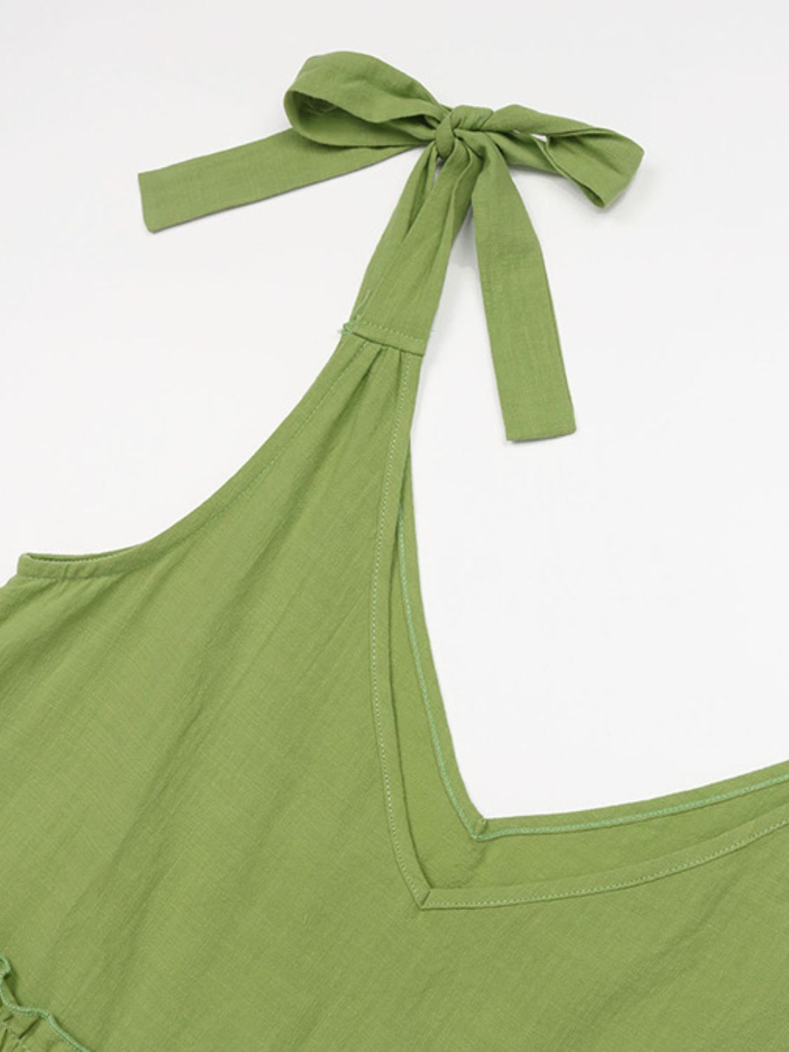 Green Tiered Boho V-Neck Sleeveless Dress