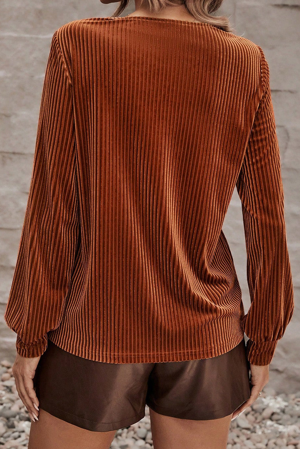 Brown Tie Back Square Neck Velvet Babydoll Dress