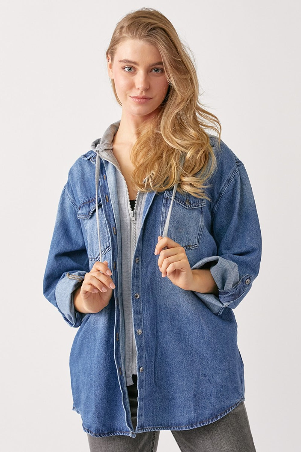 RISEN Zip Up Hooded Denim Shacket – Modish X (Miss Modish