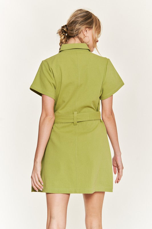 JADE by JANE Belted Cotton Short Dress