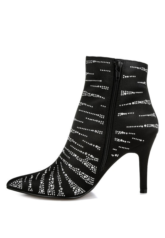 RAG & Co. Toget Satin Rhinestone Ankle Party Boots