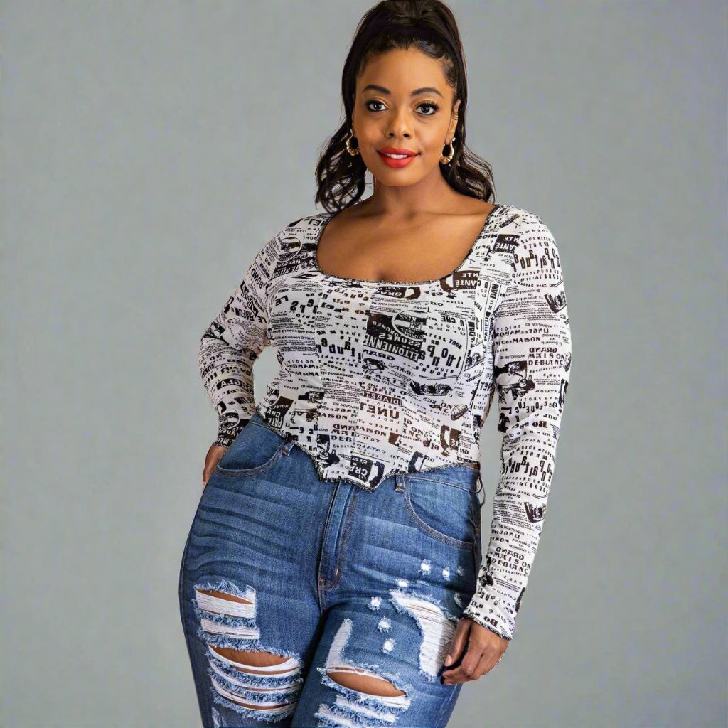 Women's "READ ALL ABOUT IT" Plus-size Scoop Neck Top