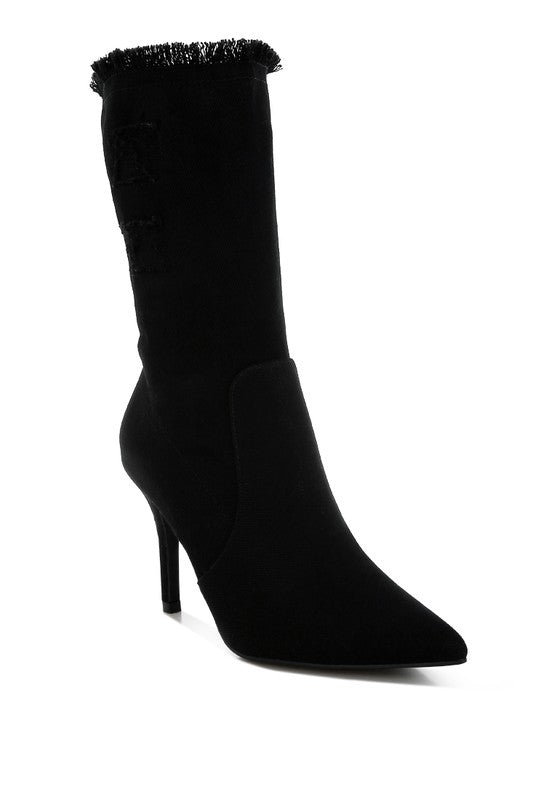 RAG & Co. Himkok Distressed Denim Mid-Calf Boots