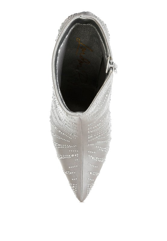 RAG & Co. Toget Satin Rhinestone Ankle Party Boots