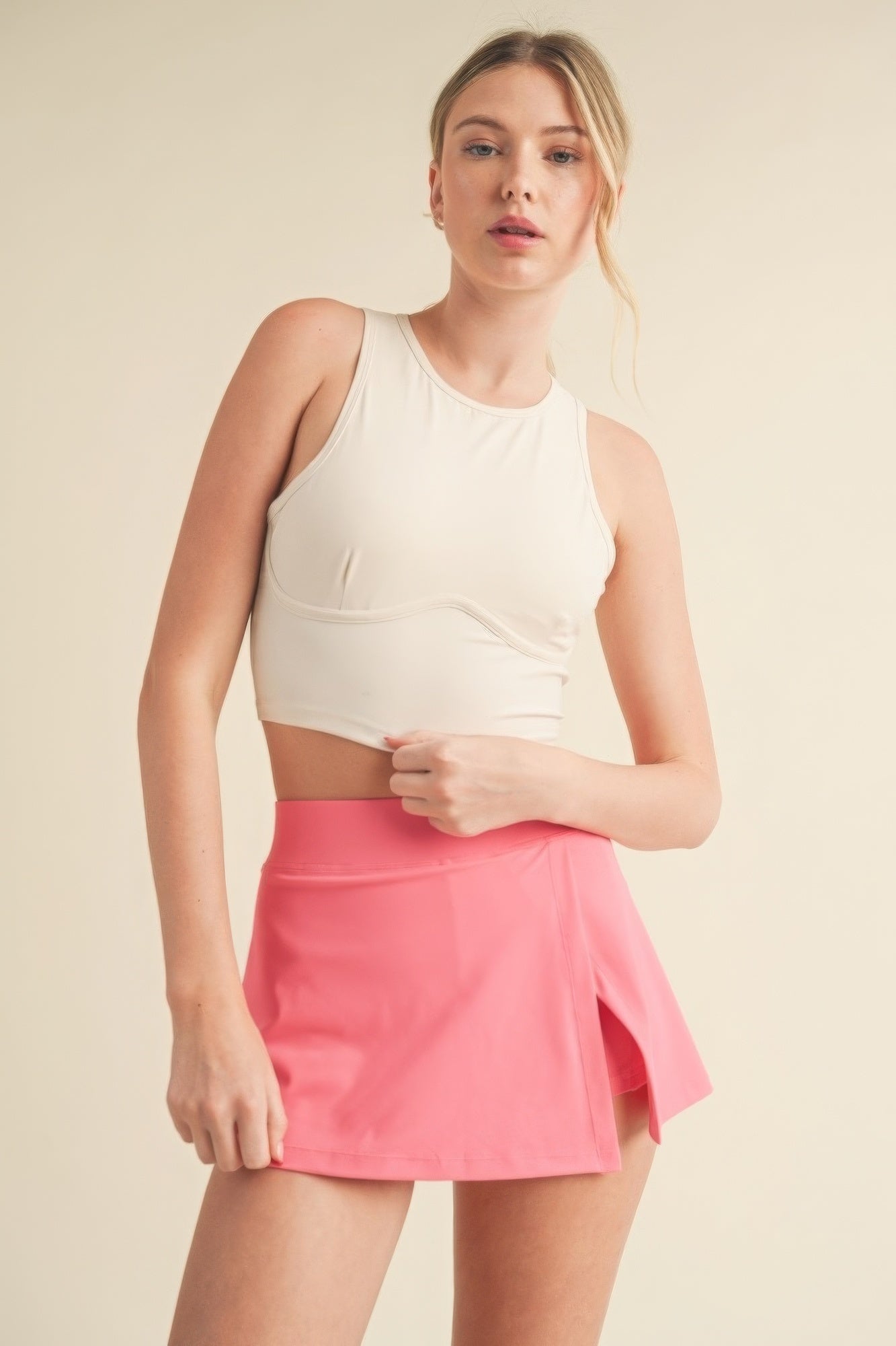Corset Inspired Cropped Active Tank Top with Open Back