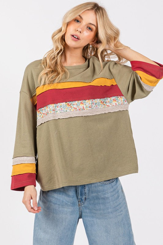 SAGE + FIG Sage Women's French Terry Color Block T-Shirt