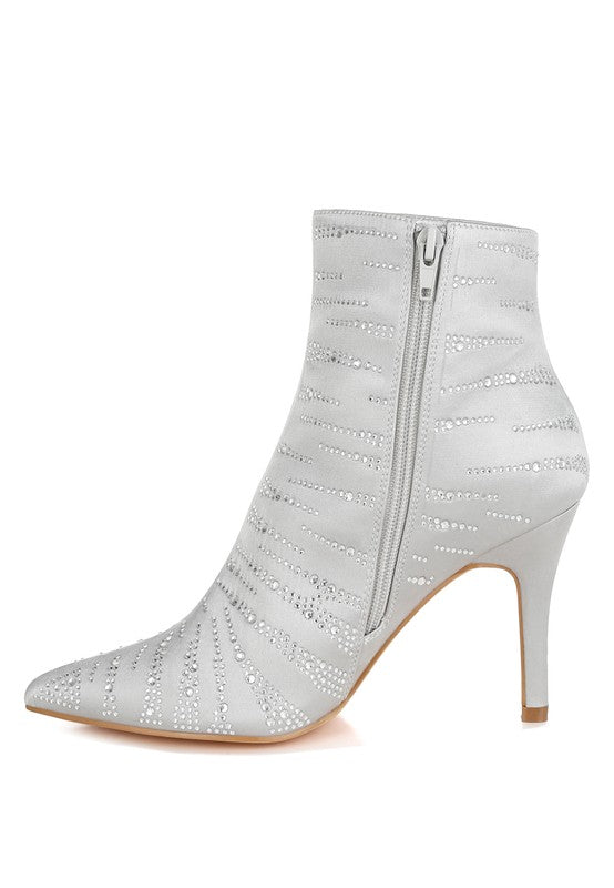 RAG & Co. Toget Satin Rhinestone Ankle Party Boots