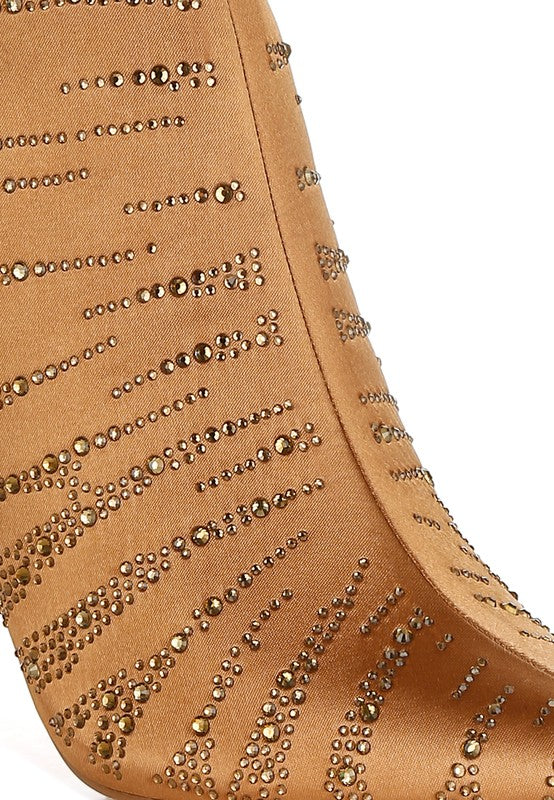 RAG & Co. Toget Satin Rhinestone Ankle Party Boots
