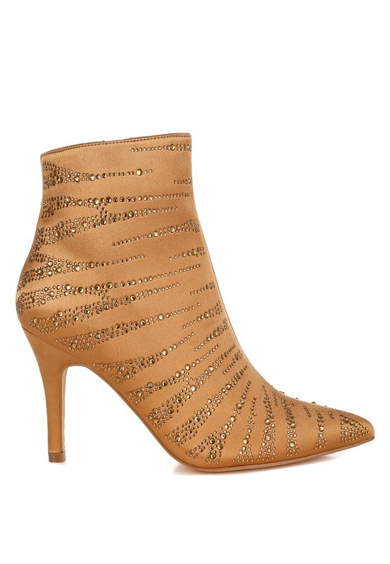 RAG & Co. Toget Satin Rhinestone Ankle Party Boots