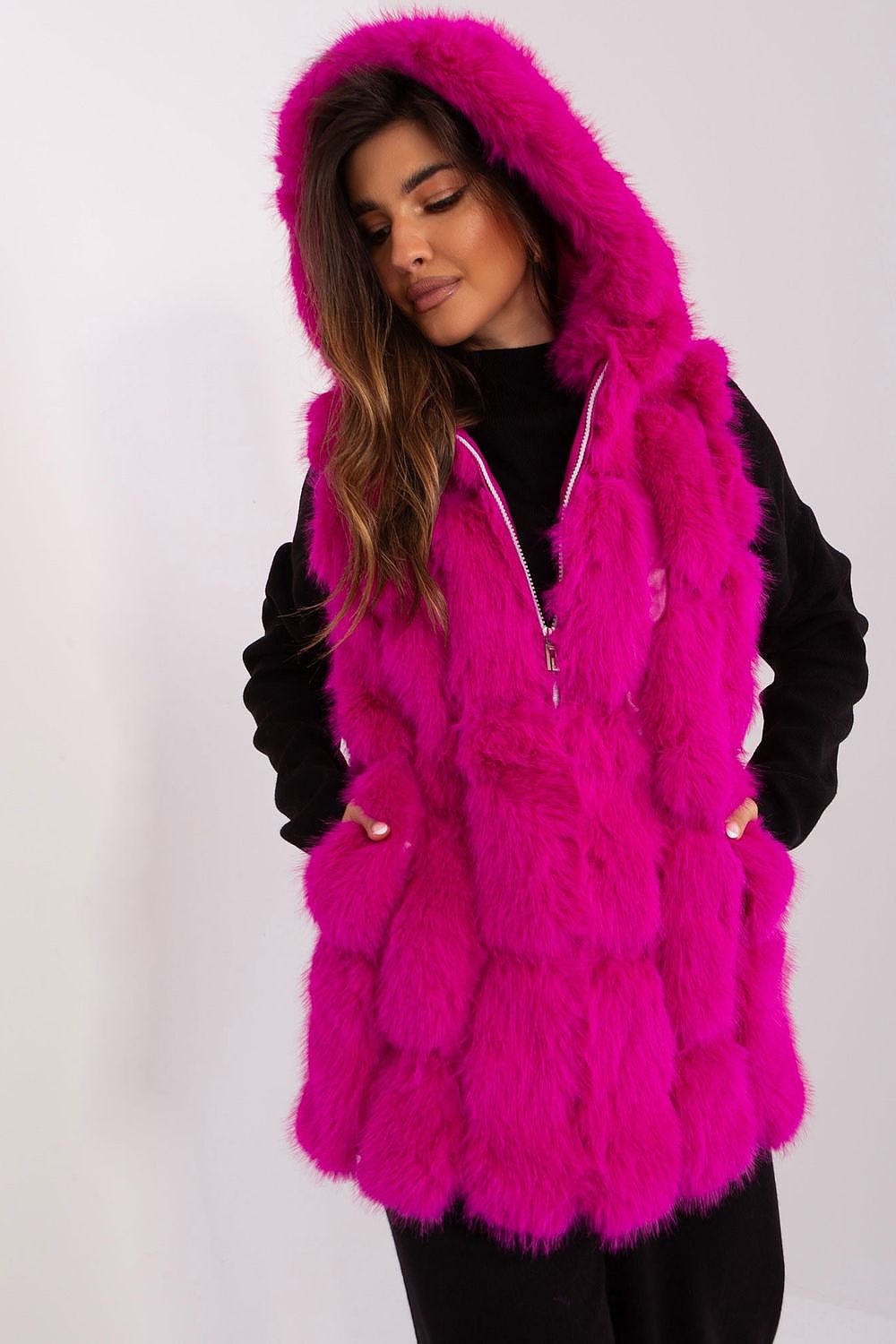 A.T. European Women's Faux Fur Hooded Winter Vest/Gilet-up to 3XL
