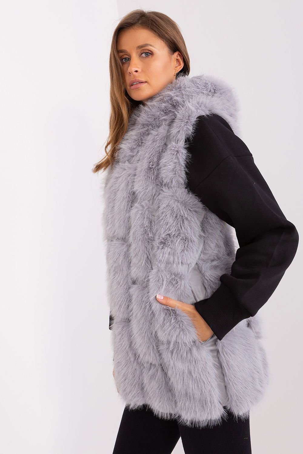 A.T. European Women's Faux Fur Hooded Winter Vest/Gilet-up to 3XL