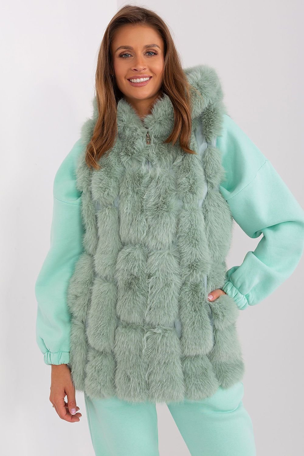 A.T. European Women's Faux Fur Hooded Winter Vest/Gilet-up to 3XL