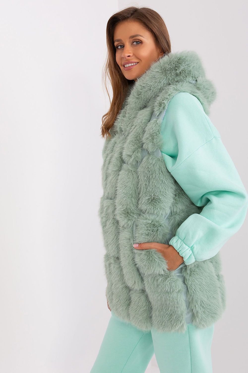 A.T. European Women's Faux Fur Hooded Winter Vest/Gilet-up to 3XL