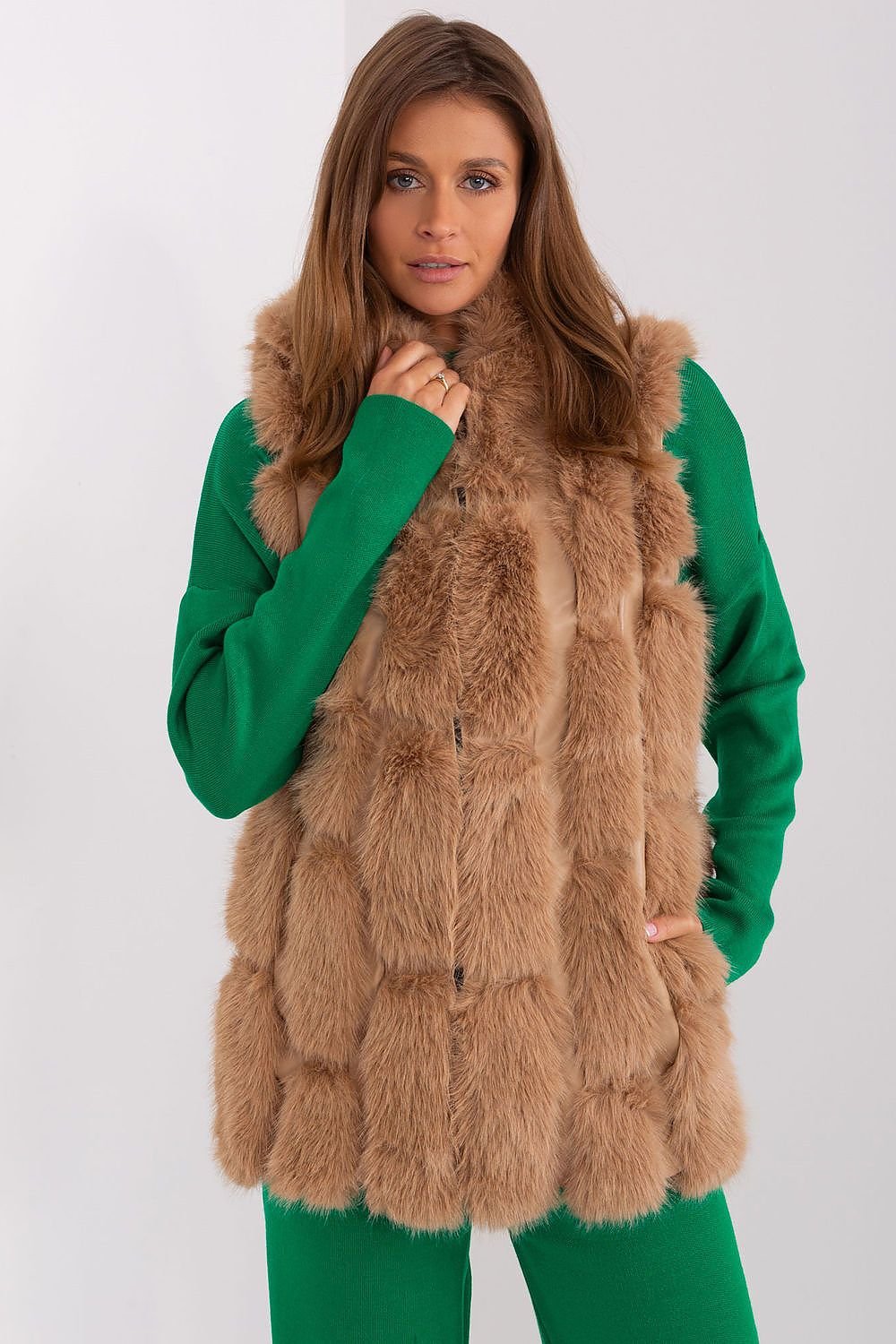 A.T. European Women's Faux Fur Hooded Winter Vest/Gilet-up to 3XL