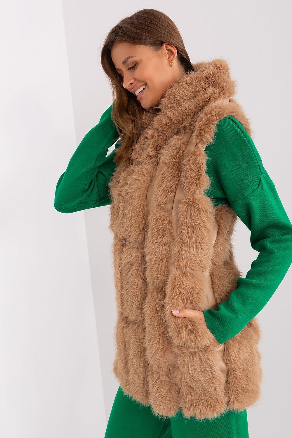 A.T. European Women's Faux Fur Hooded Winter Vest/Gilet-up to 3XL
