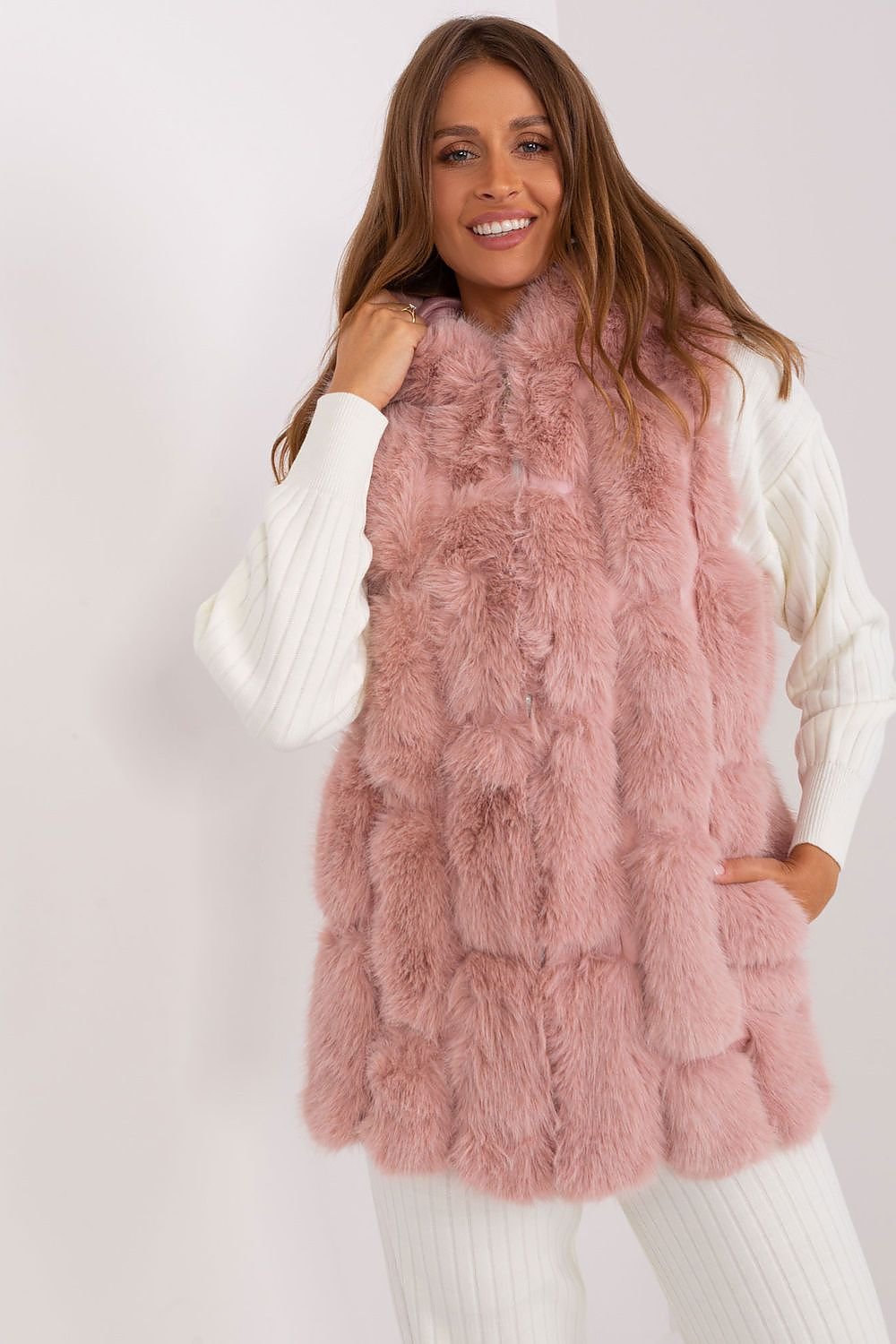 A.T. European Women's Faux Fur Hooded Winter Vest/Gilet-up to 3XL