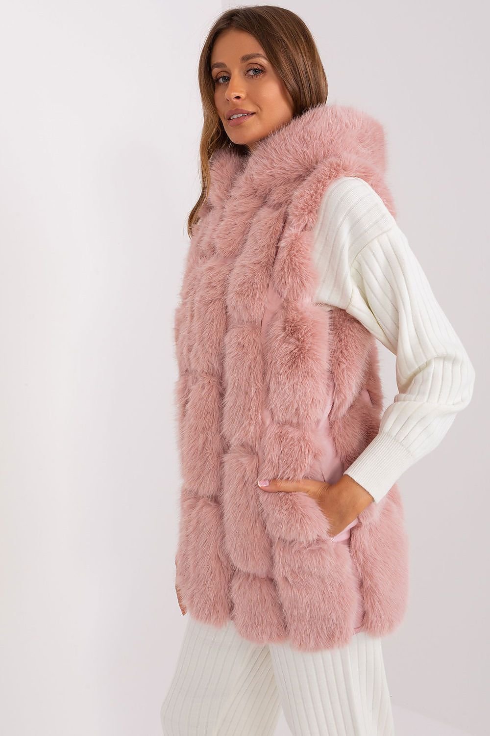 A.T. European Women's Faux Fur Hooded Winter Vest/Gilet-up to 3XL
