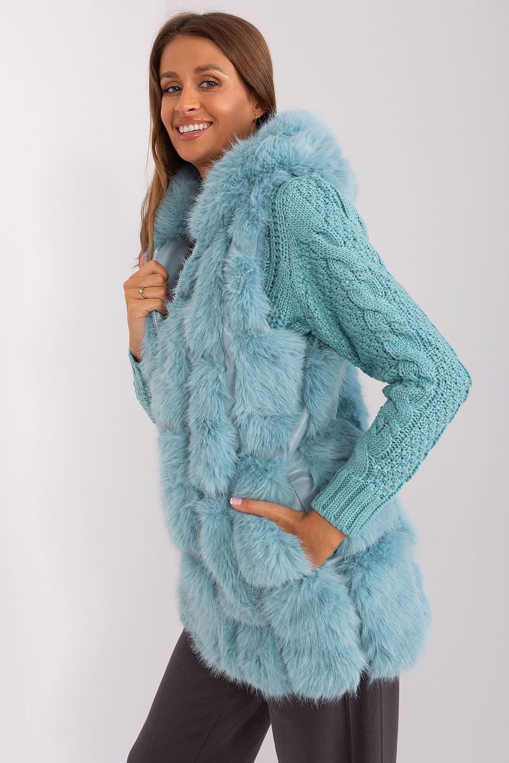 A.T. European Women's Faux Fur Hooded Winter Vest/Gilet-up to 3XL