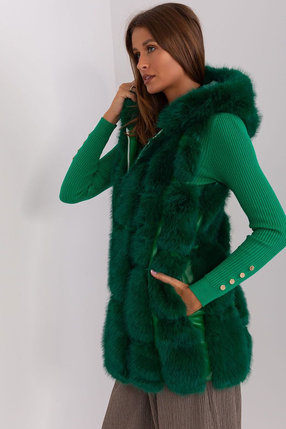 A.T. European Women's Faux Fur Hooded Winter Vest/Gilet-up to 3XL