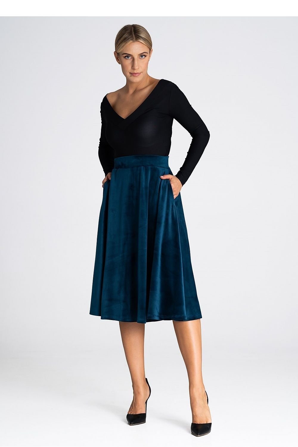 FIGL Women's Midi Flare Skirt
