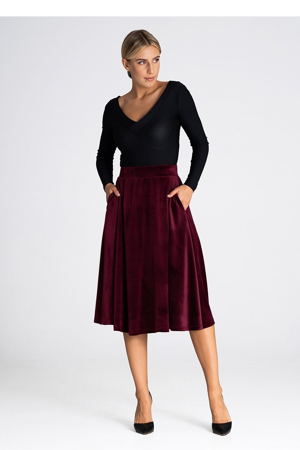 FIGL Women's Midi Flare Skirt