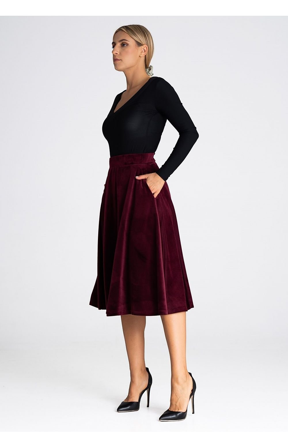 FIGL Women's Midi Flare Skirt