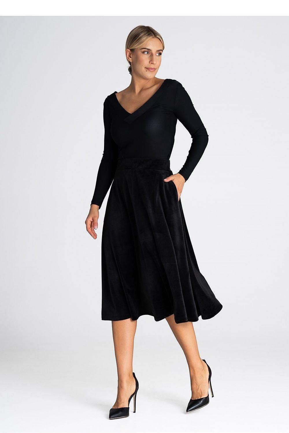 FIGL Women's Midi Flare Skirt