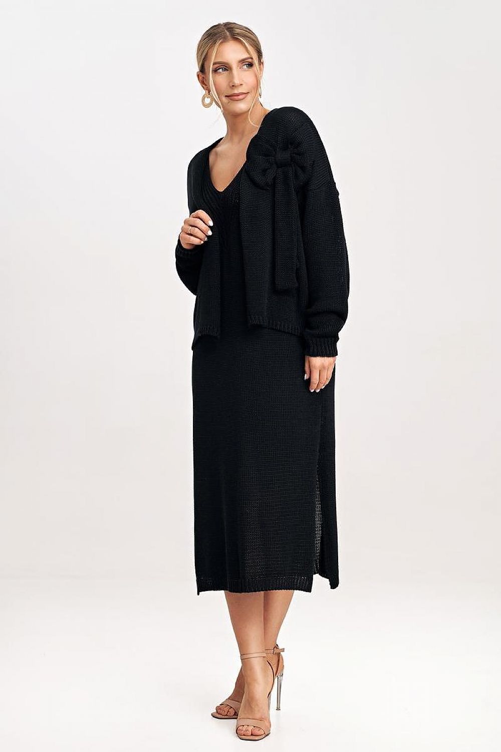FIGL Women's 2 Piece Autumn Midi Dress with Cardigan Set