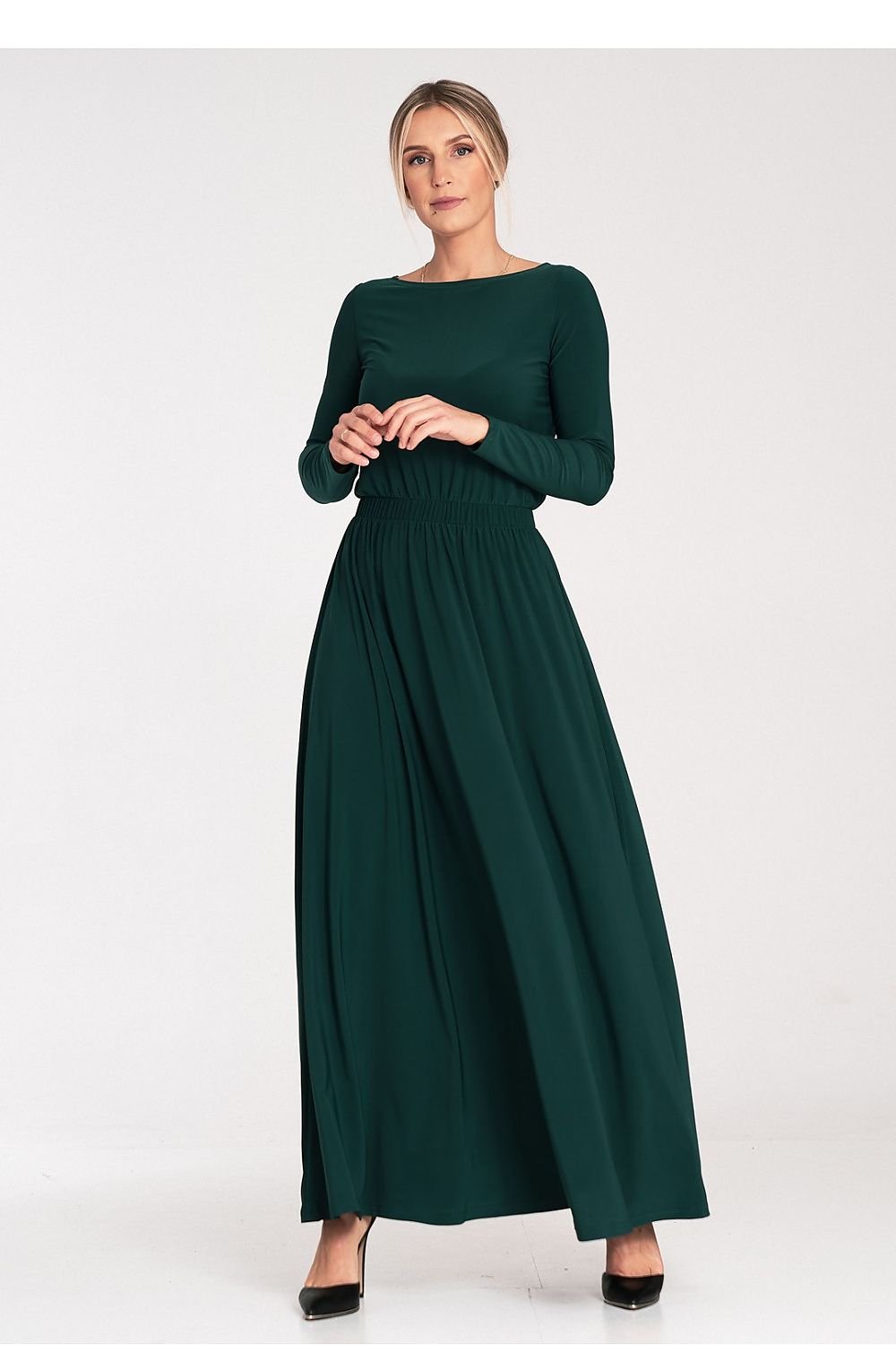 FIGL Women's Long Sleeves Modest Maxi Dress with Boat Neckline