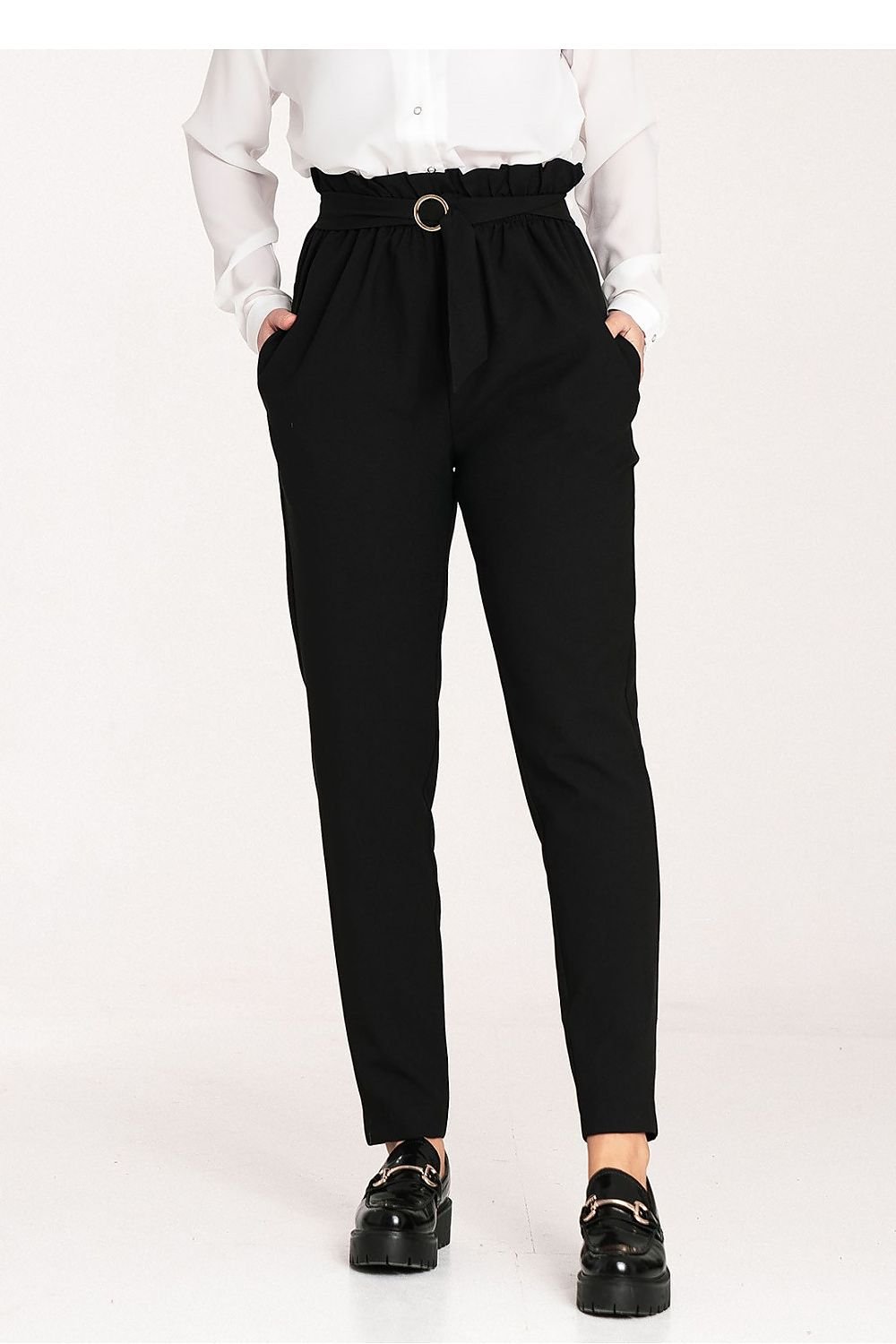 FIGL Women Tapered Bottom Belted Professional Trousers