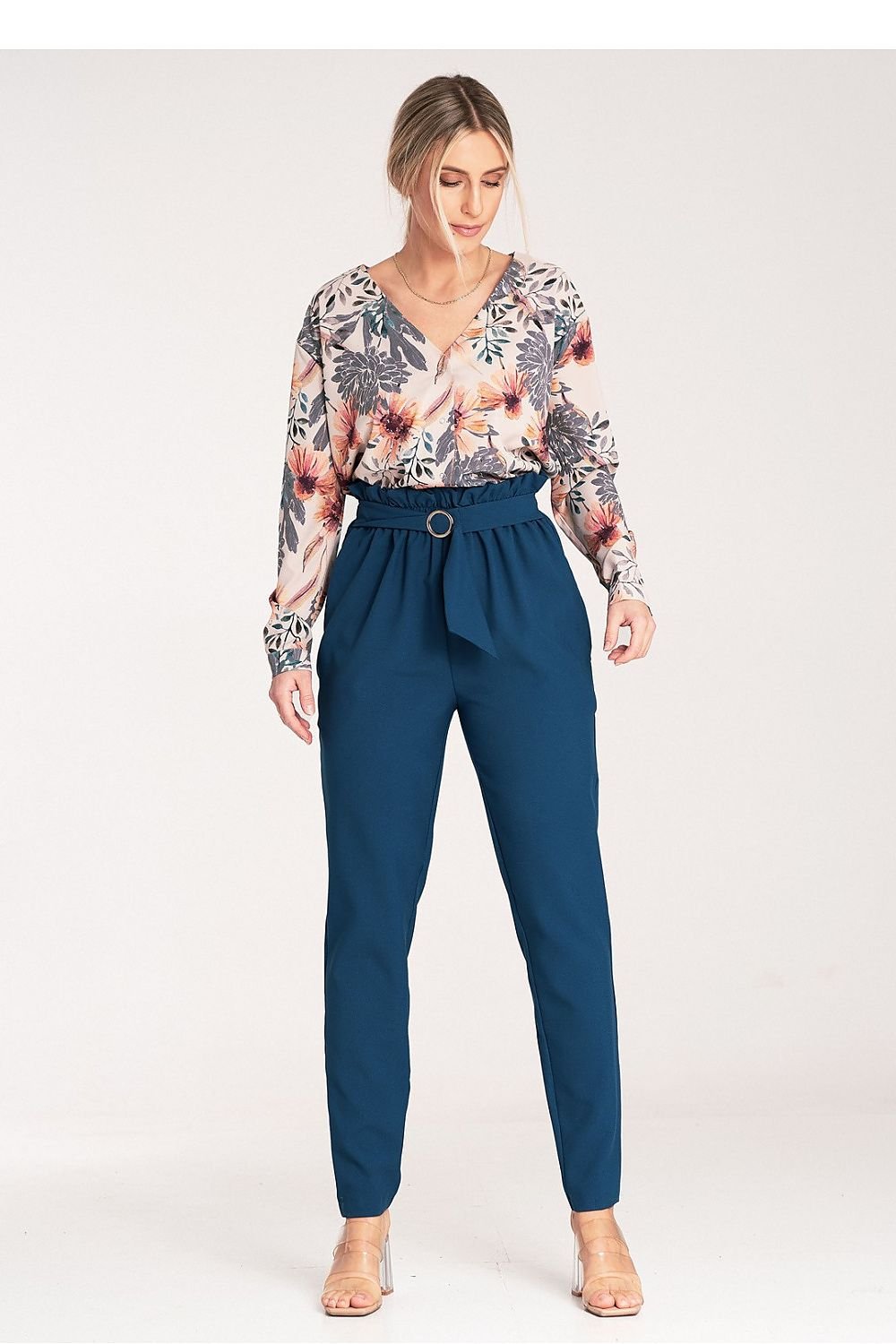 FIGL Women Tapered Bottom Belted Professional Trousers