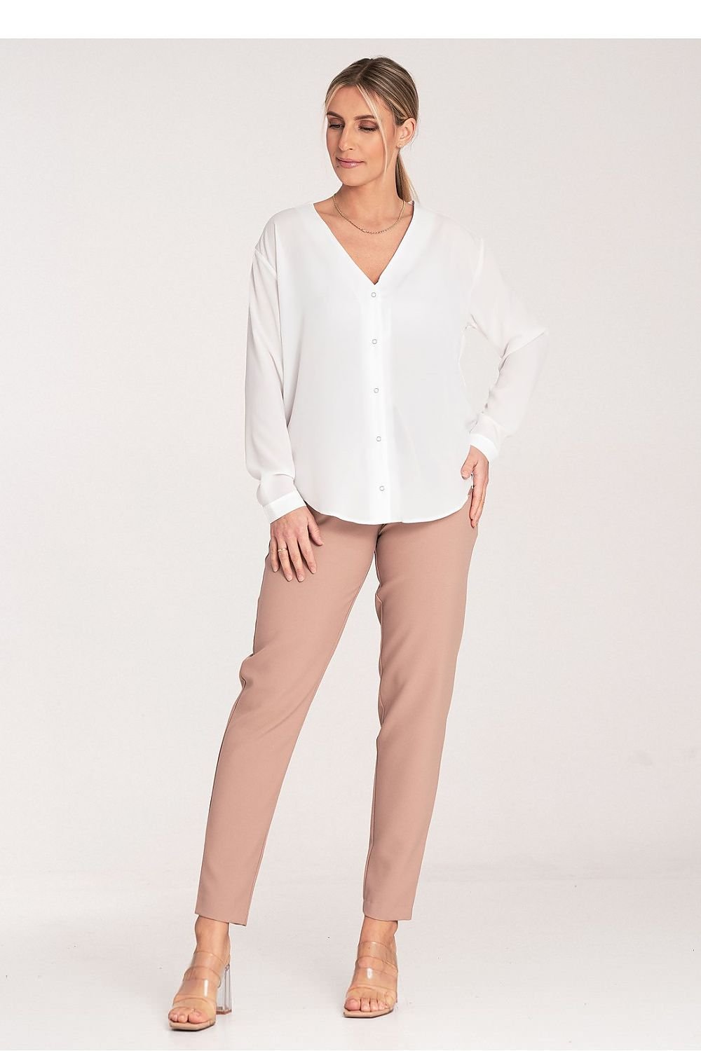 FIGL Women Tapered Bottom Belted Professional Trousers