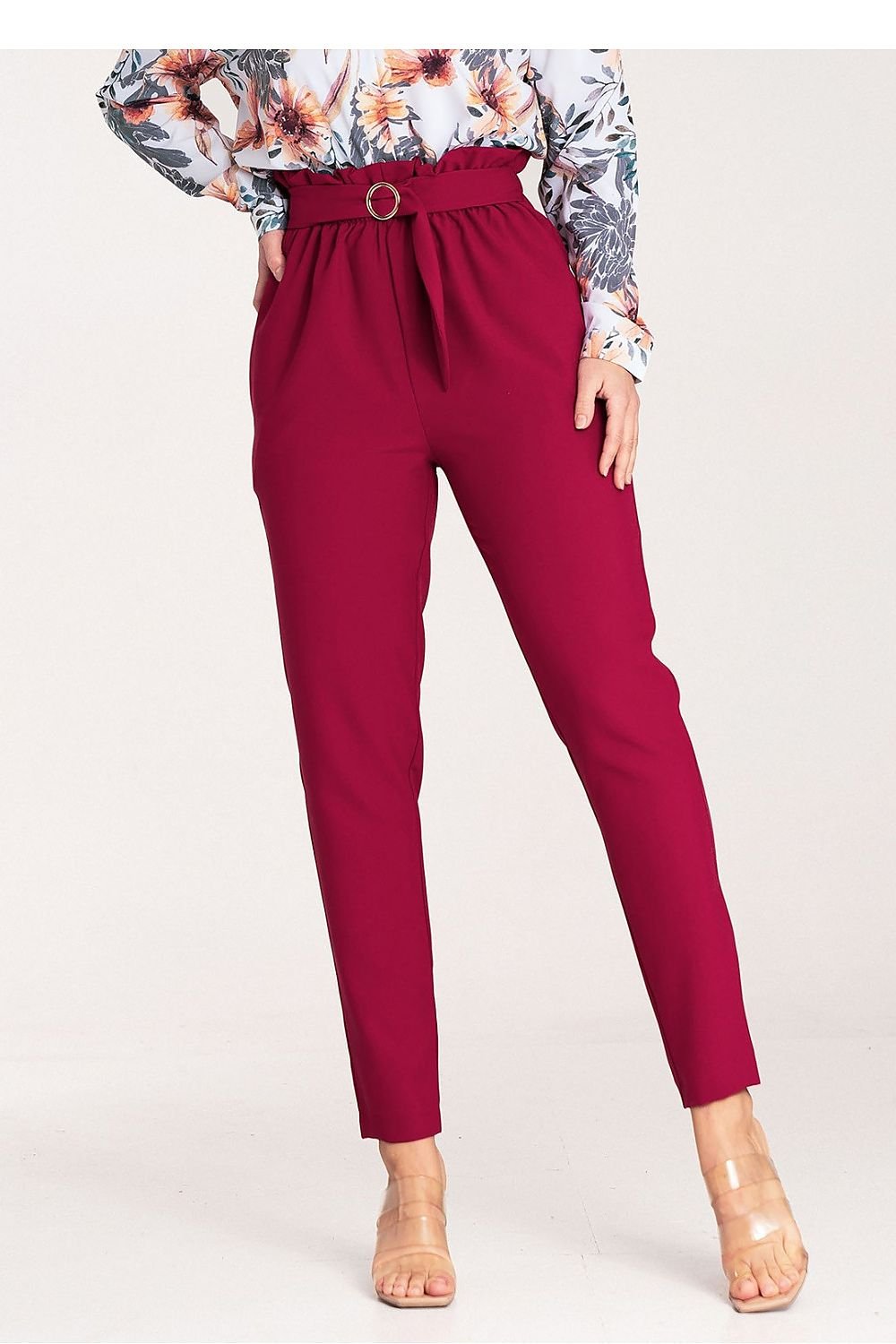 FIGL Women Tapered Bottom Belted Professional Trousers
